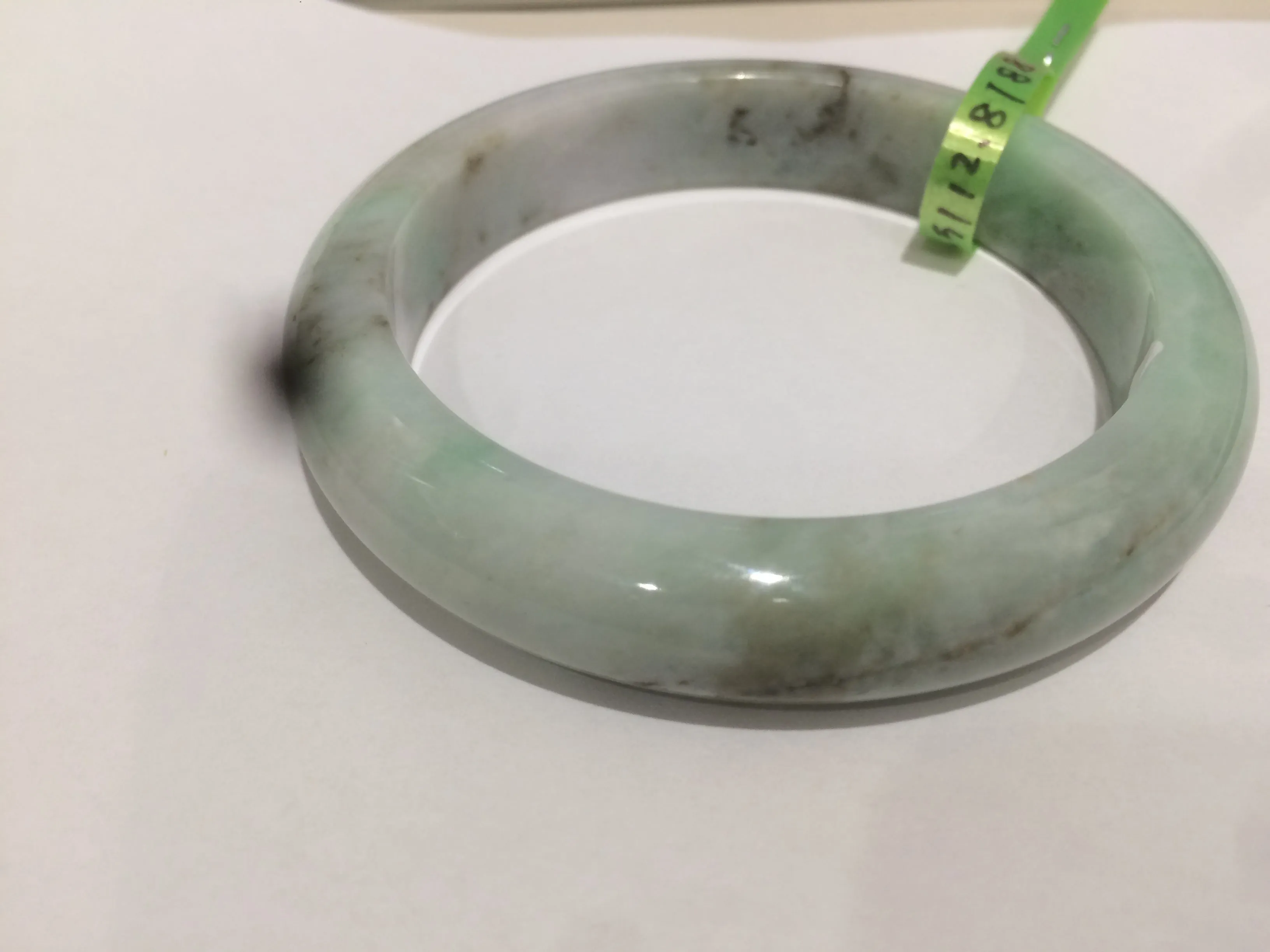 54-60mm certified Type A 100% Natural sunny green/white/black Jadeite Jade bangle group (Clearance item) M32