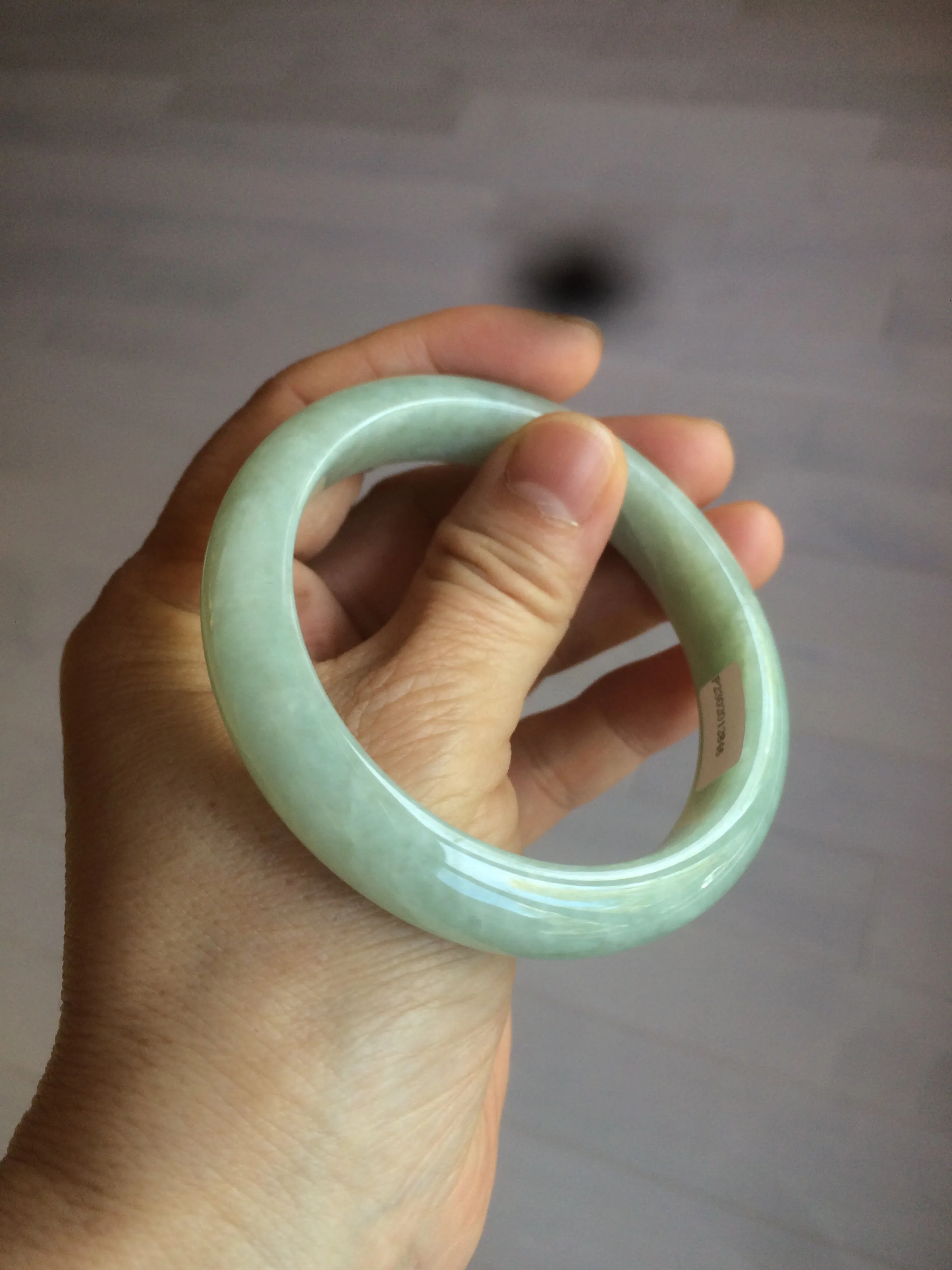 56 mm certificated Type A 100% Natural light green Jadeite Jade bangle L142-2846