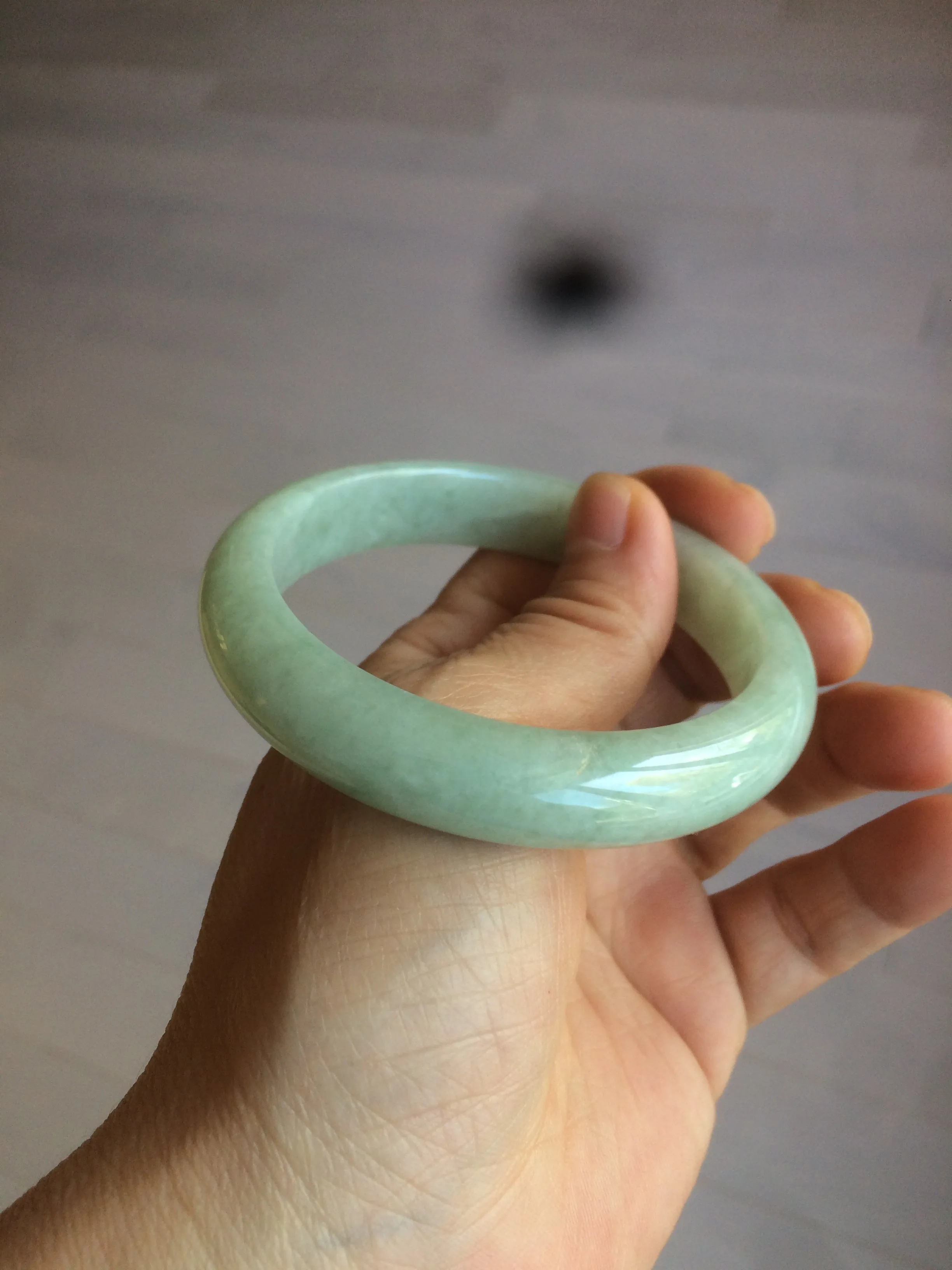 56 mm certificated Type A 100% Natural light green Jadeite Jade bangle L142-2846