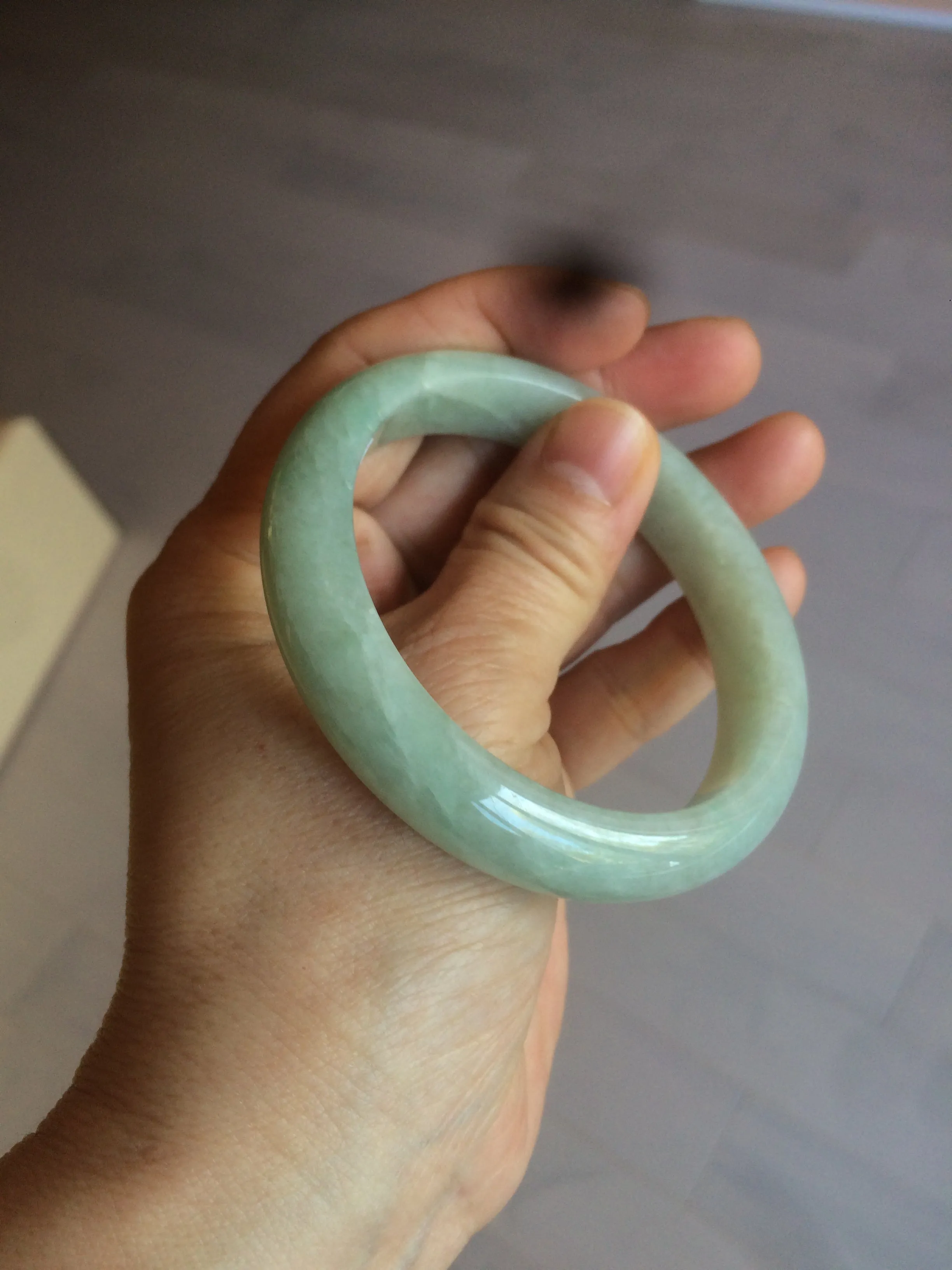 56 mm certificated Type A 100% Natural light green Jadeite Jade bangle L142-2846