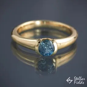 5mm Round Blue Montana Sapphire Semi Bezel Engagement Ring