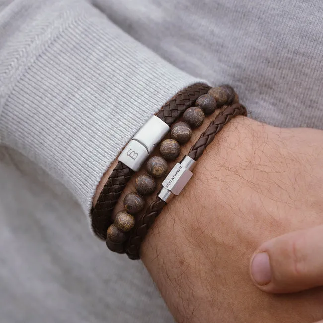 8mm Round Gemstone Bracelet Matt Bronzite