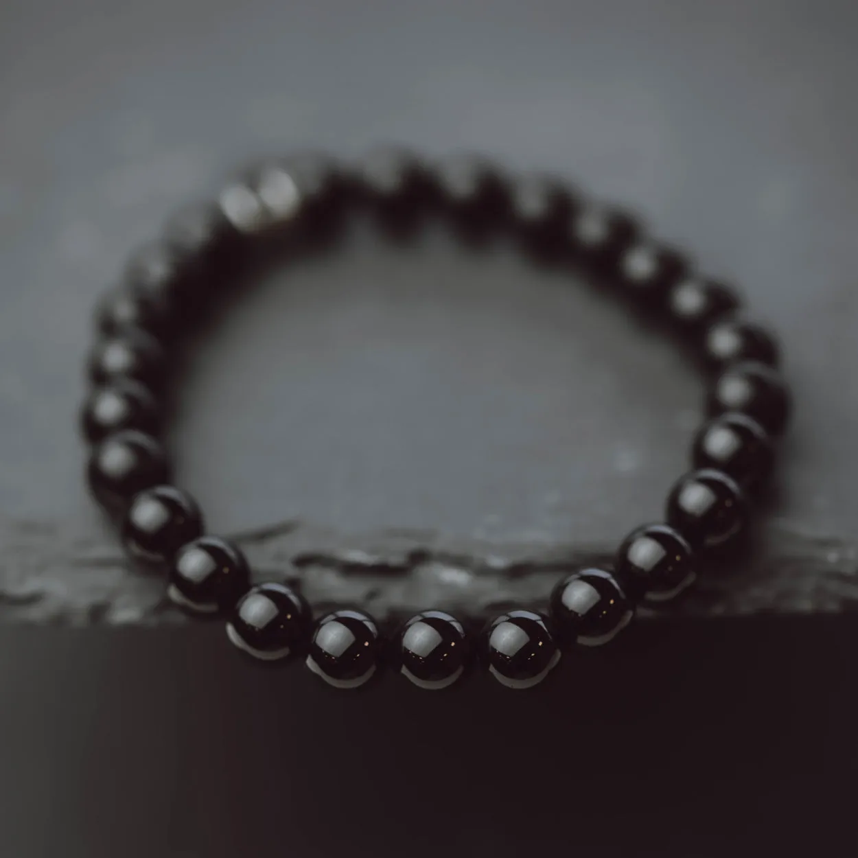 8mm Round Gemstone Bracelet Night Black