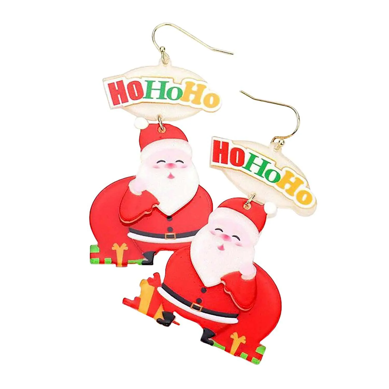 Acetate Christmas Santa Dangle Earrings