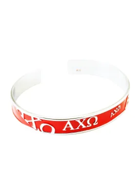 Alpha Chi Omega Bangle Cuff Bracelet (Red)