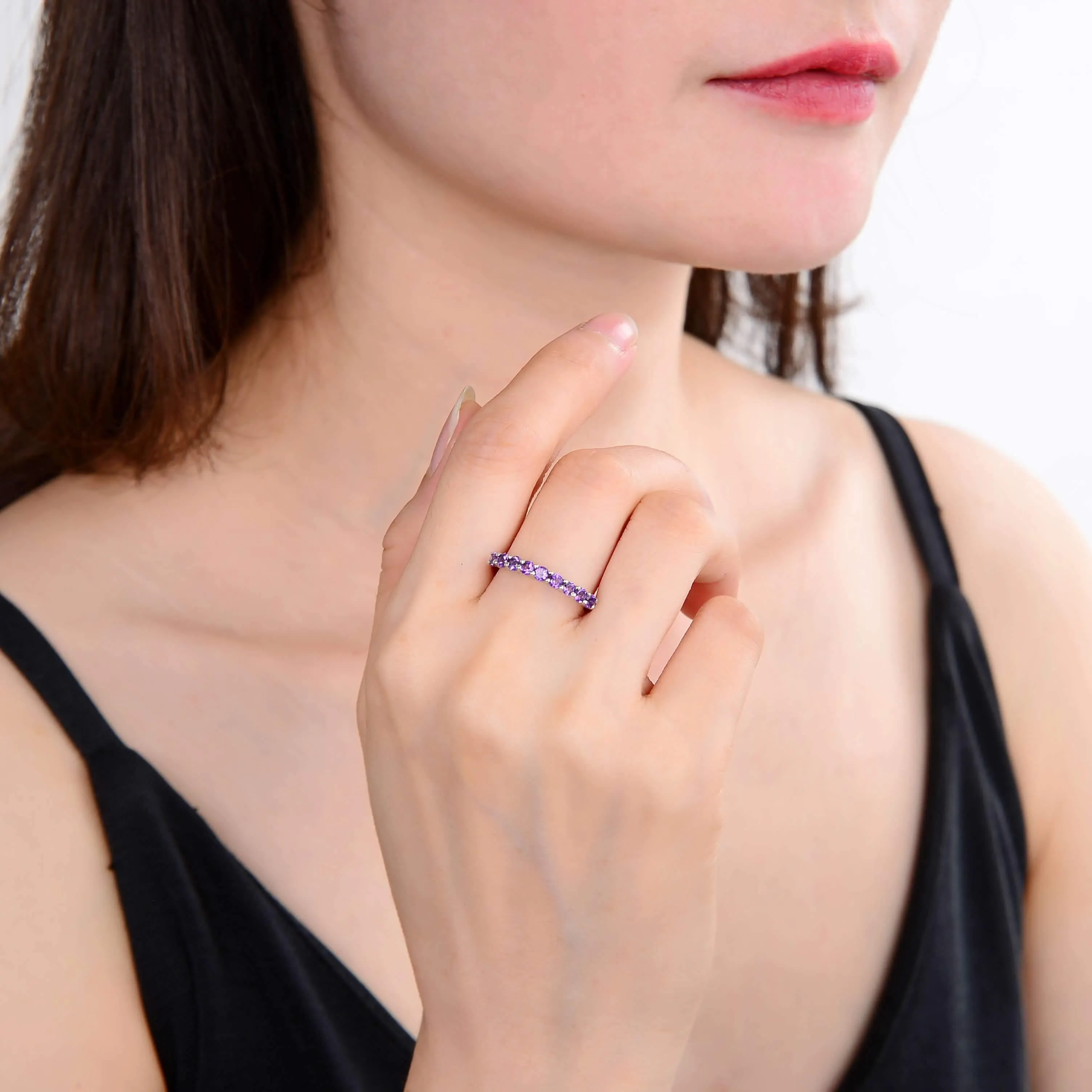 Amethyst Half Eternity Ring