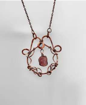 Amethyst in Copper Wire Wrapped Pendant