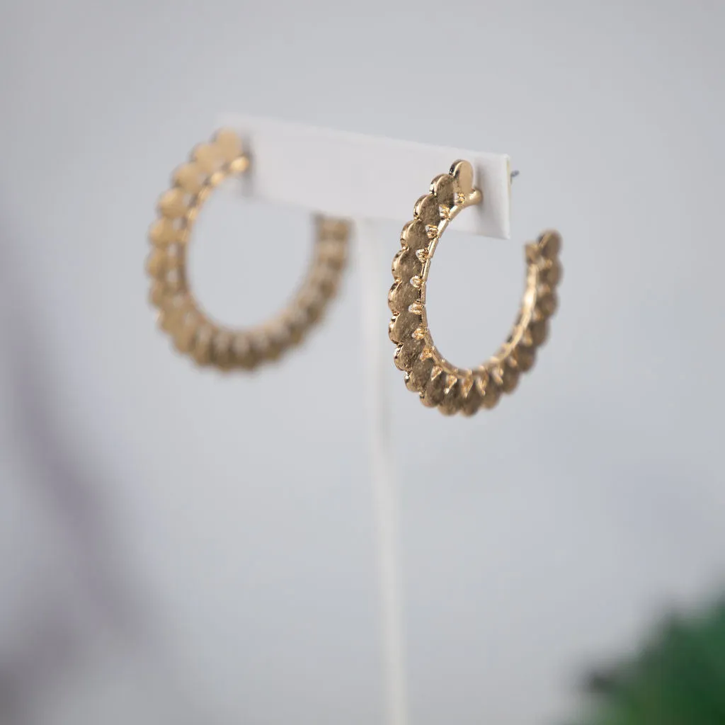 Amy Scalloped Edge Hoop Earrings