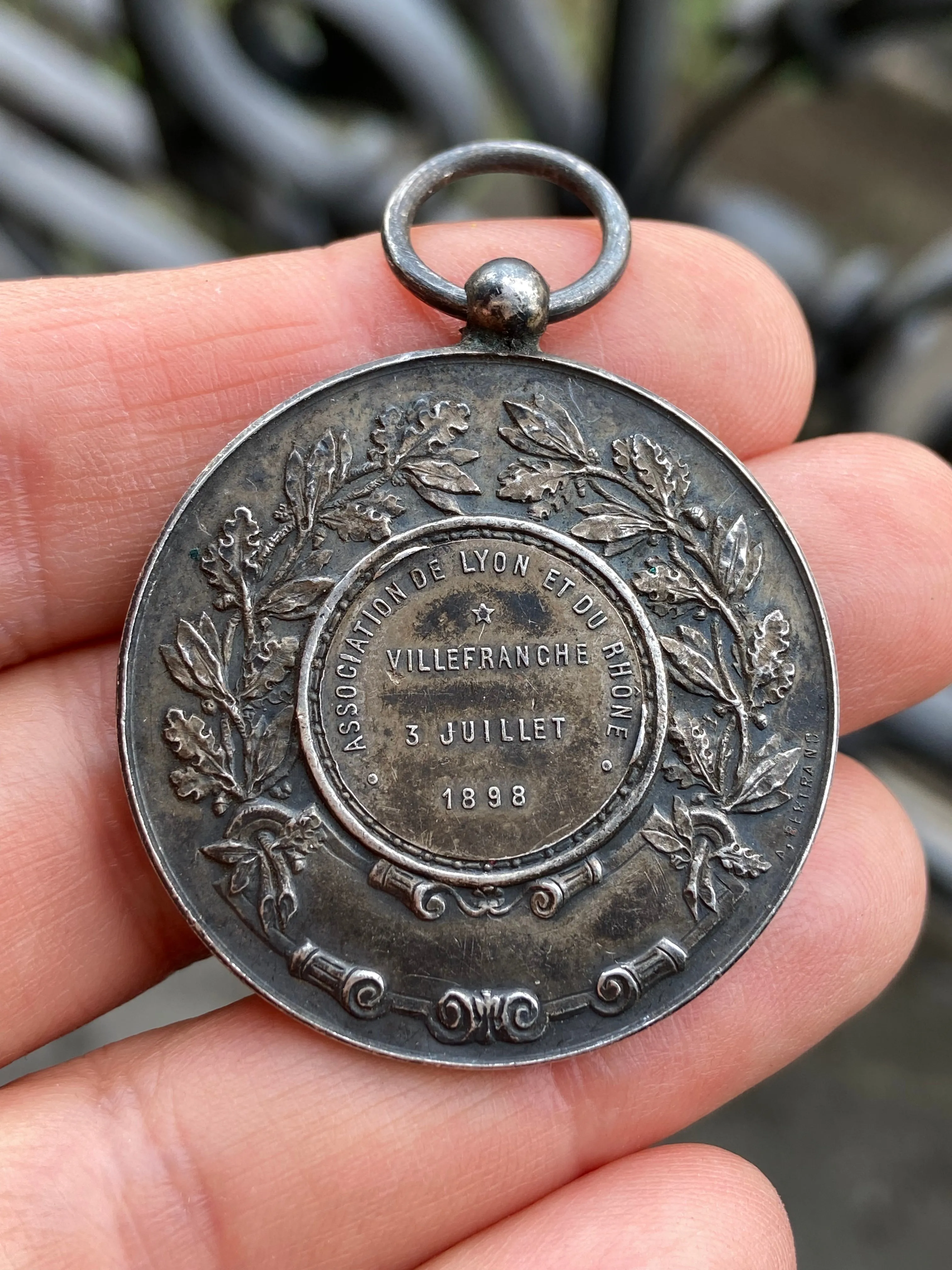 Antique French Warrior Silver Medal Pendant