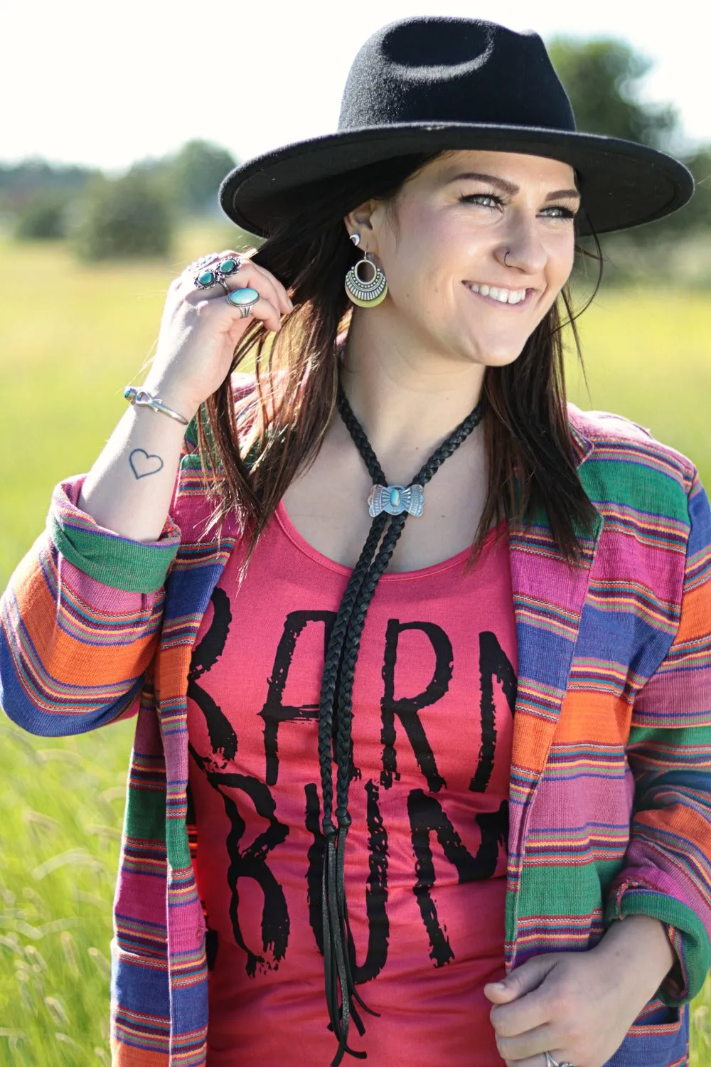 Arroyo Deerskin and Concho Bolo Necklace