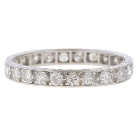 Art Deco Diamond Eternity Wedding Band Ring, Size 8 1/2