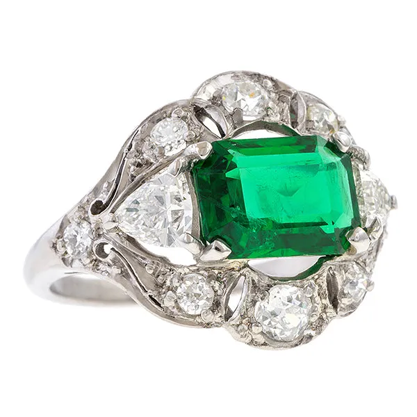 Art Deco Emerald & Diamond Ring, 1.82ct.