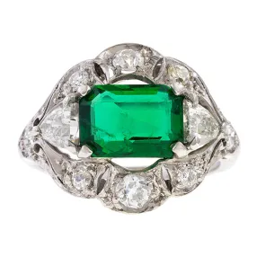 Art Deco Emerald & Diamond Ring, 1.82ct.