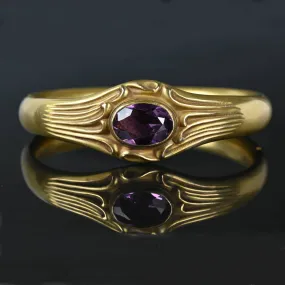 Art Nouveau 14K Gold Fill Simulated Amethyst Bracelet