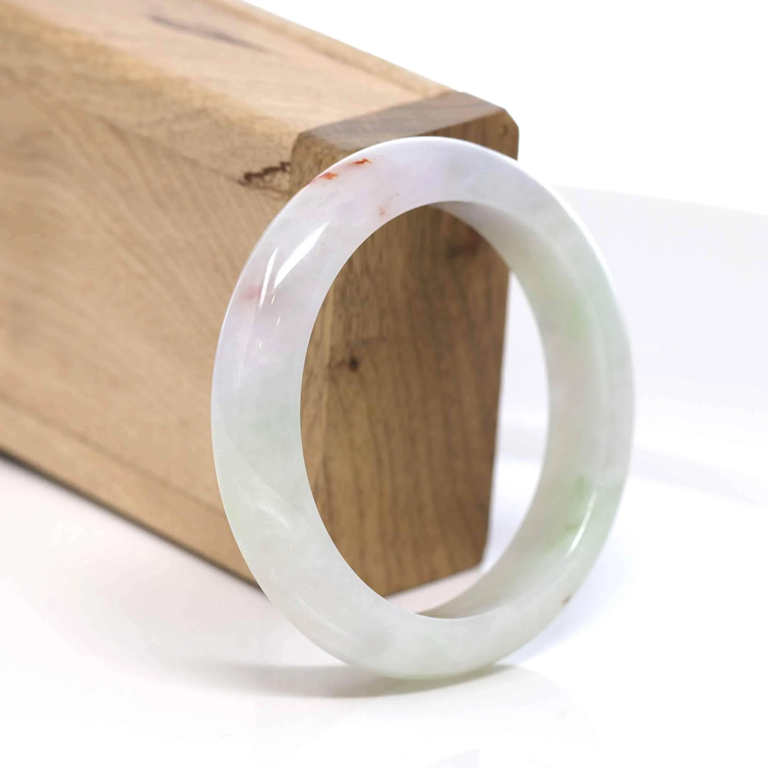 Baikalla "Classic Bangle" Whitish Green Natural Jadeite Jade Bangle (54.35mm )#506