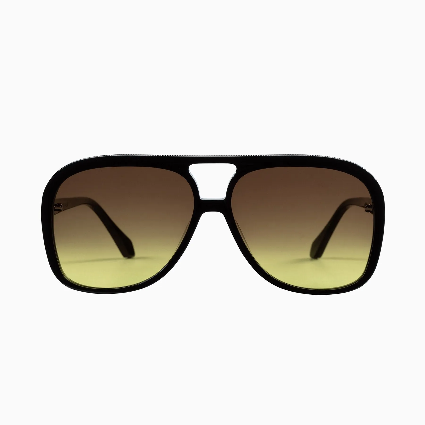 Bang | Sunglasses - Gloss Black w. Gold Metal Trim / Brown to Yellow Gradient Lens