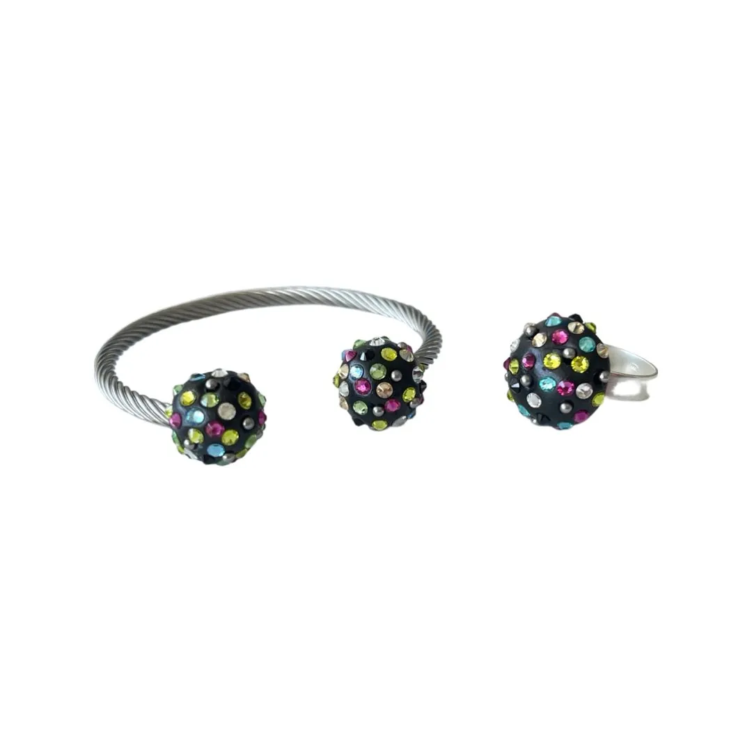 B.E. SPARKLY BALLS CUFF BRACELET