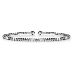 Beaded Bujukan Bangle, 6.5", White Gold, 2.2mm