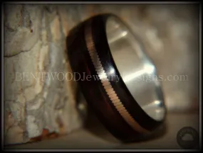 Bentwood Ring - HEAVY Acoustic Minimalist Macassar Ebony Wood Ring on Fine Silver Core with Thick Bronze Acoustic Guitar String Inlay