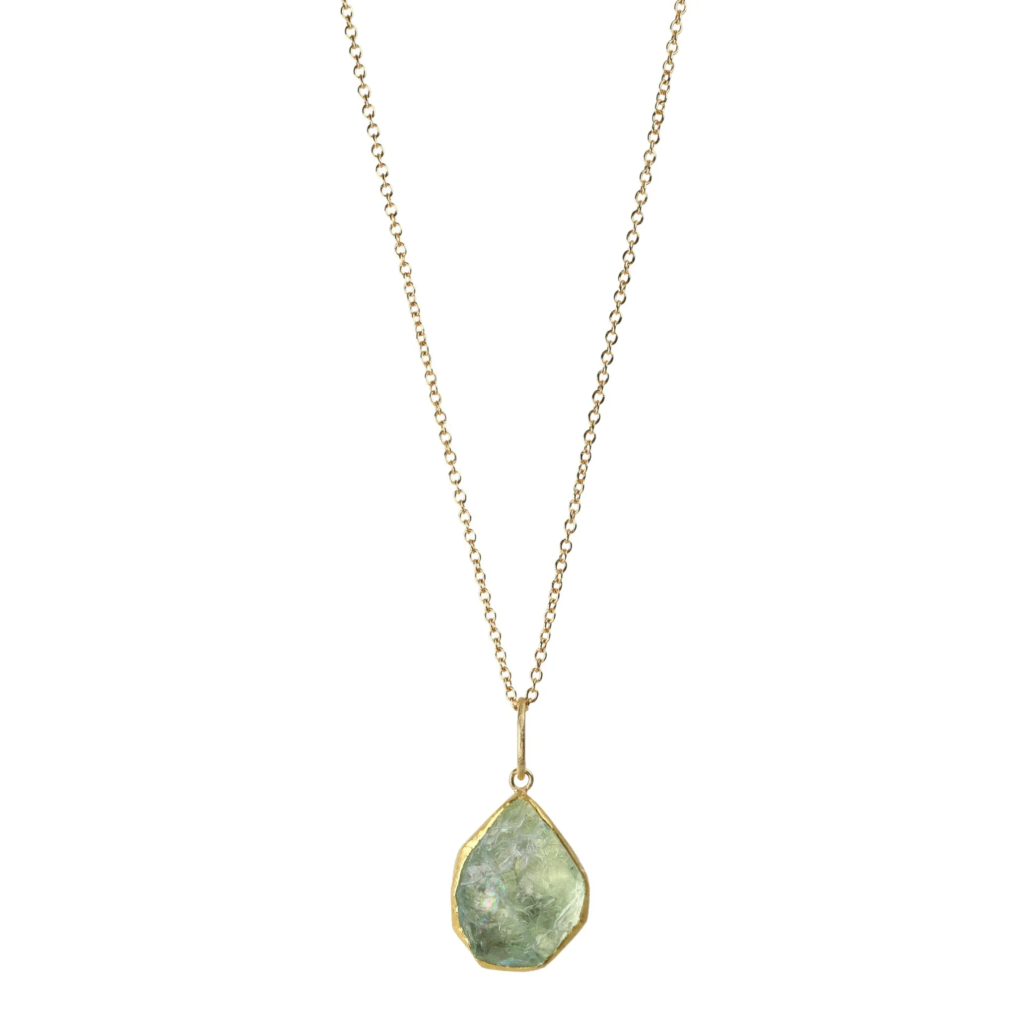 Bezel-Set Rough Irregular Shaped Aquamarine Pendant