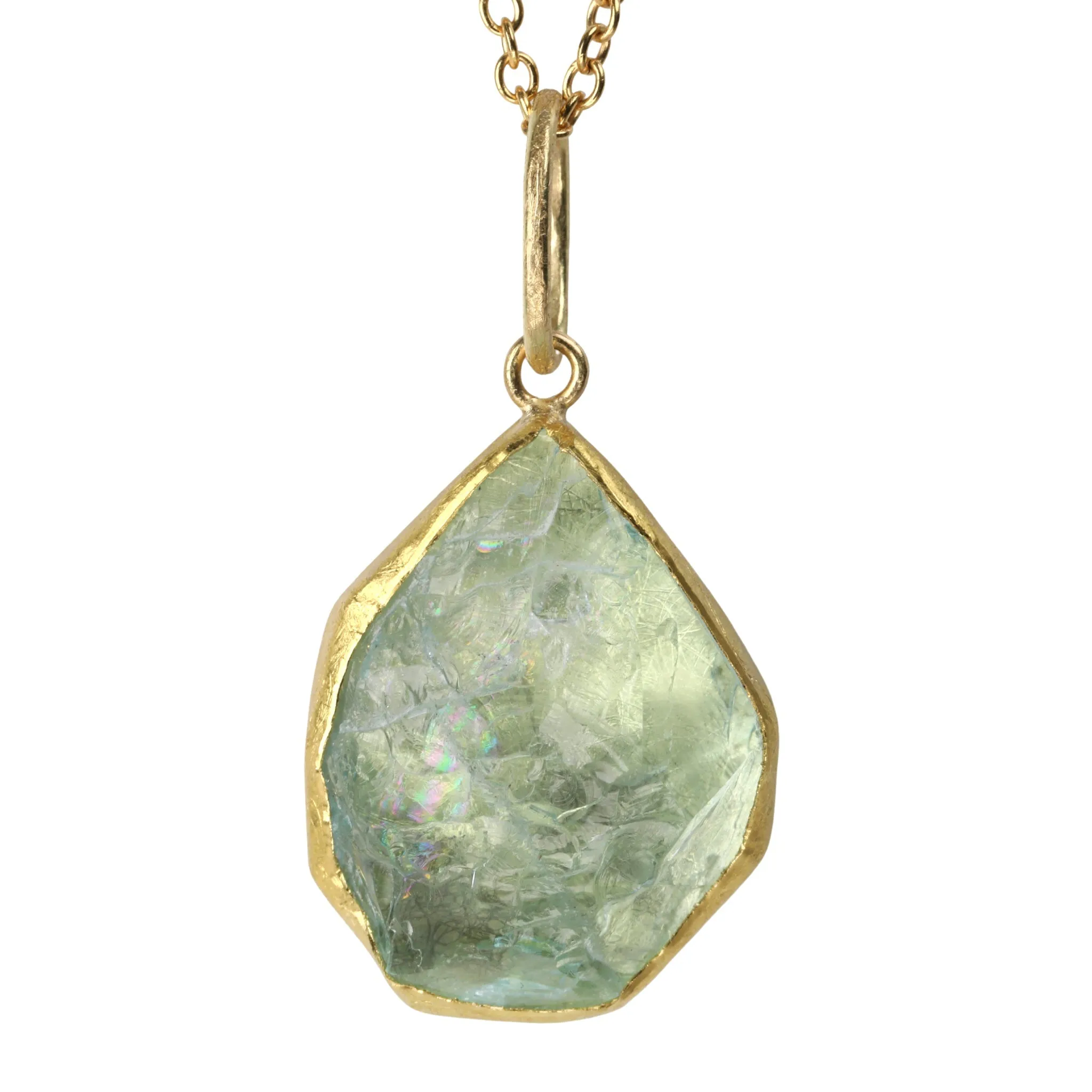 Bezel-Set Rough Irregular Shaped Aquamarine Pendant