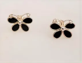 Black Enamel Butterfly Stud Earrings