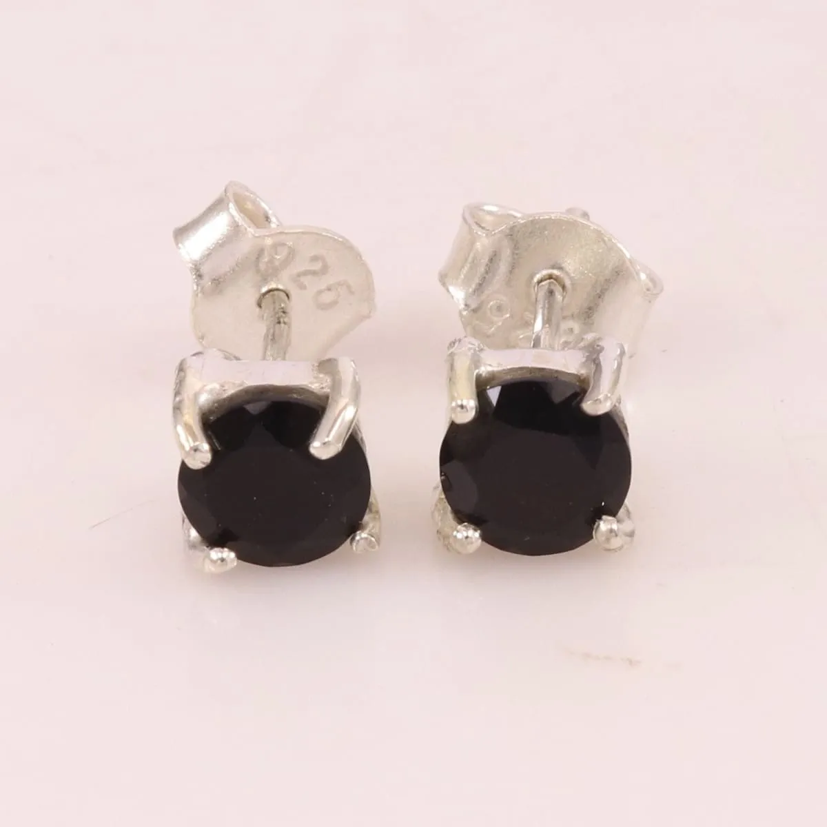 Black Onyx Stud, Sterling Silver Earring, Handmade Earring, Black Onyx Gemstone Earring Gift For Women's