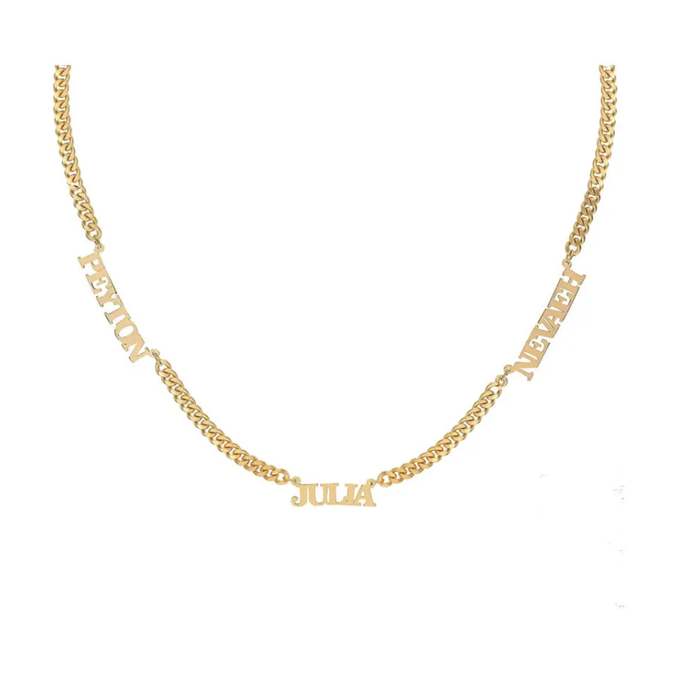 Block Name Necklace on Cuban Chain - Khloe Kardashian