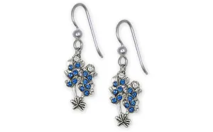 Bluebonnet Jewelry Sterling Silver Handmade Bluebonnet Flower Earrings  BBD2X-3