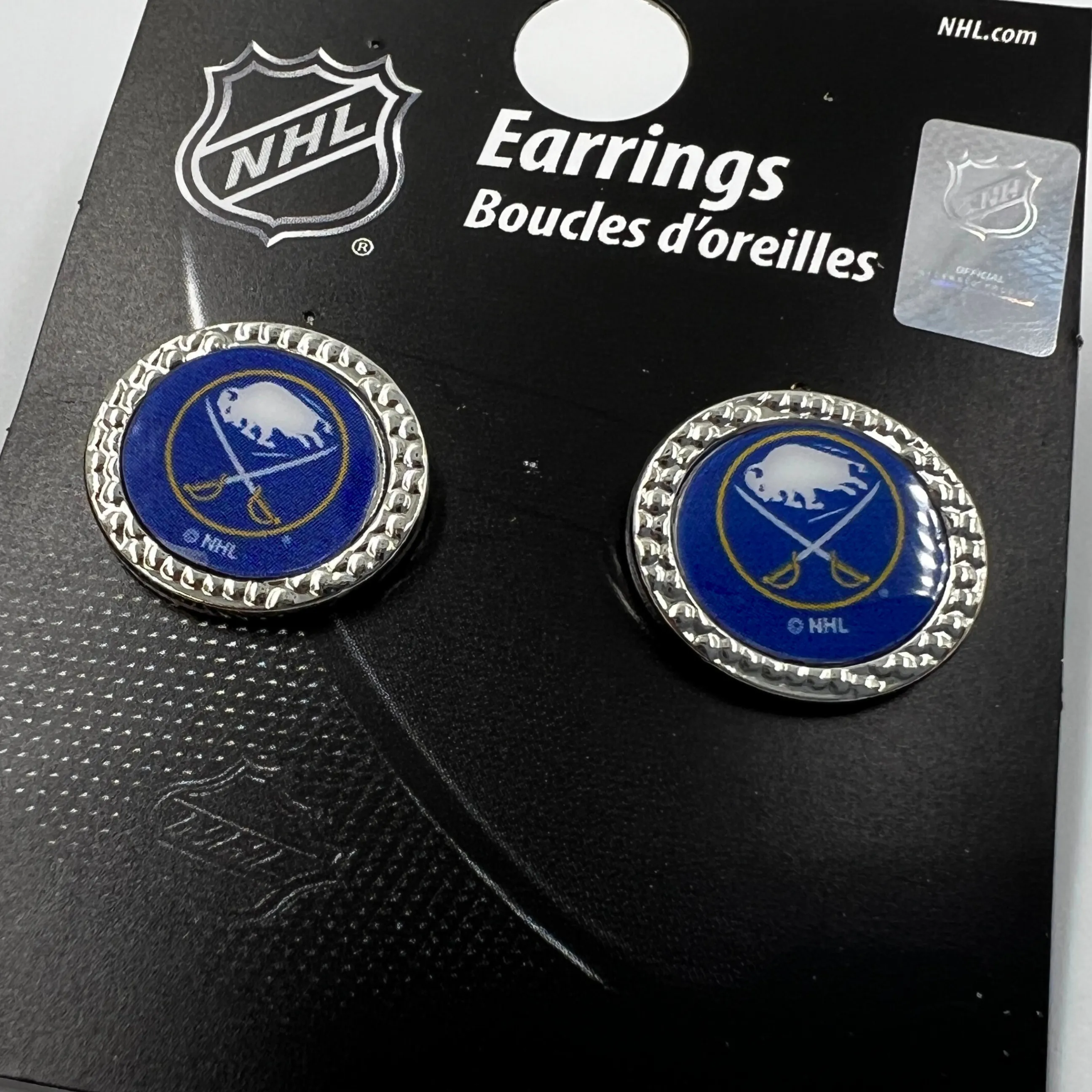 Buffalo Sabres Royal & Gold Stud Earrings