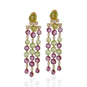 Bulgari Rome Tourmaline and Peridot Cascade Pendant Earrings