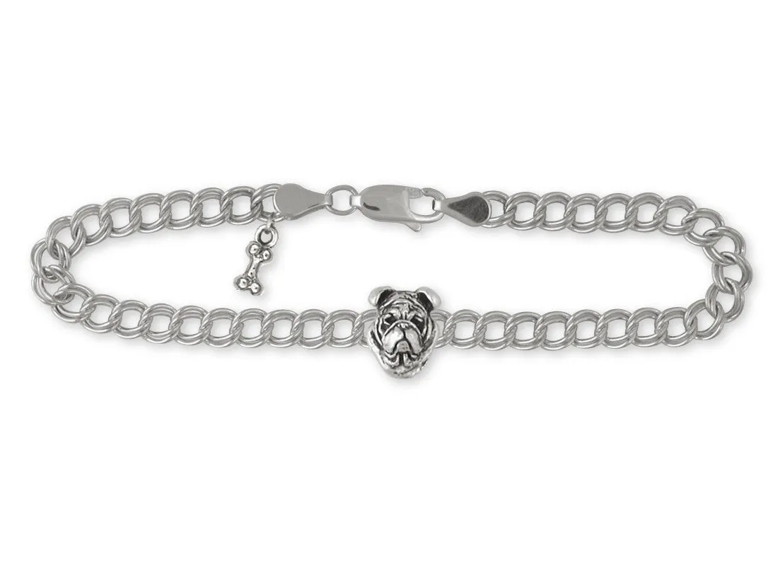 Bulldog Bracelet Jewelry Sterling Silver Handmade Dog Bracelet BD20-B