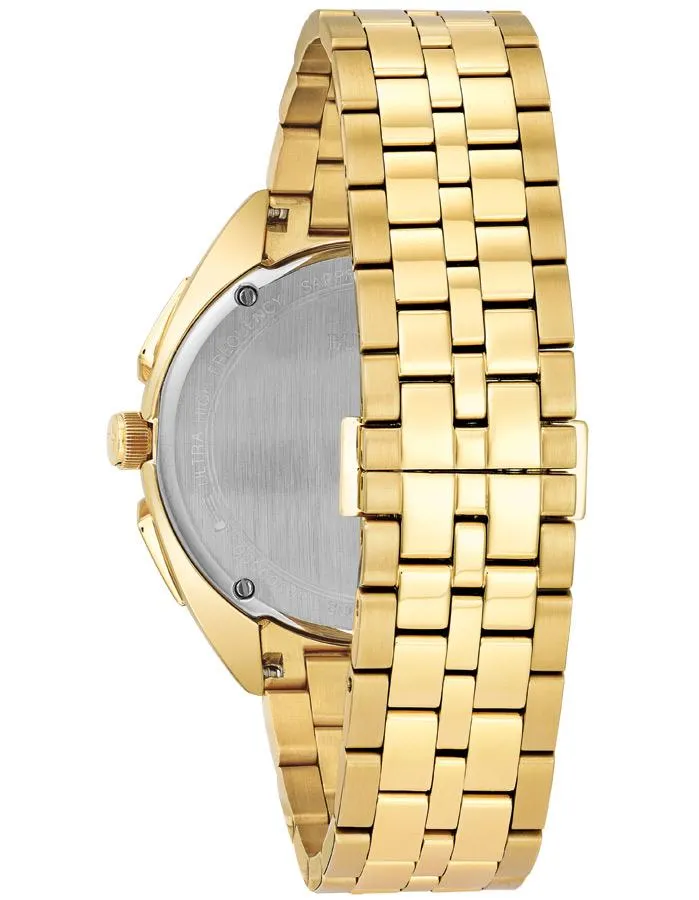 Bulova Mens Curv Chronograph - Champagne Dial - Gold-Tone Case & Bracelet