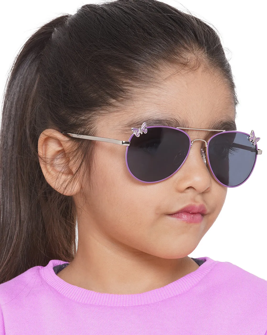 Carlton London Black Lens & Silver-Toned Aviator Sunglasses With Uv Protected Lens For Girl