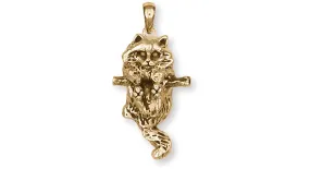 Cat Jewelry 14k Gold Vermeil Handmade Cat Pendant  CT50-VM