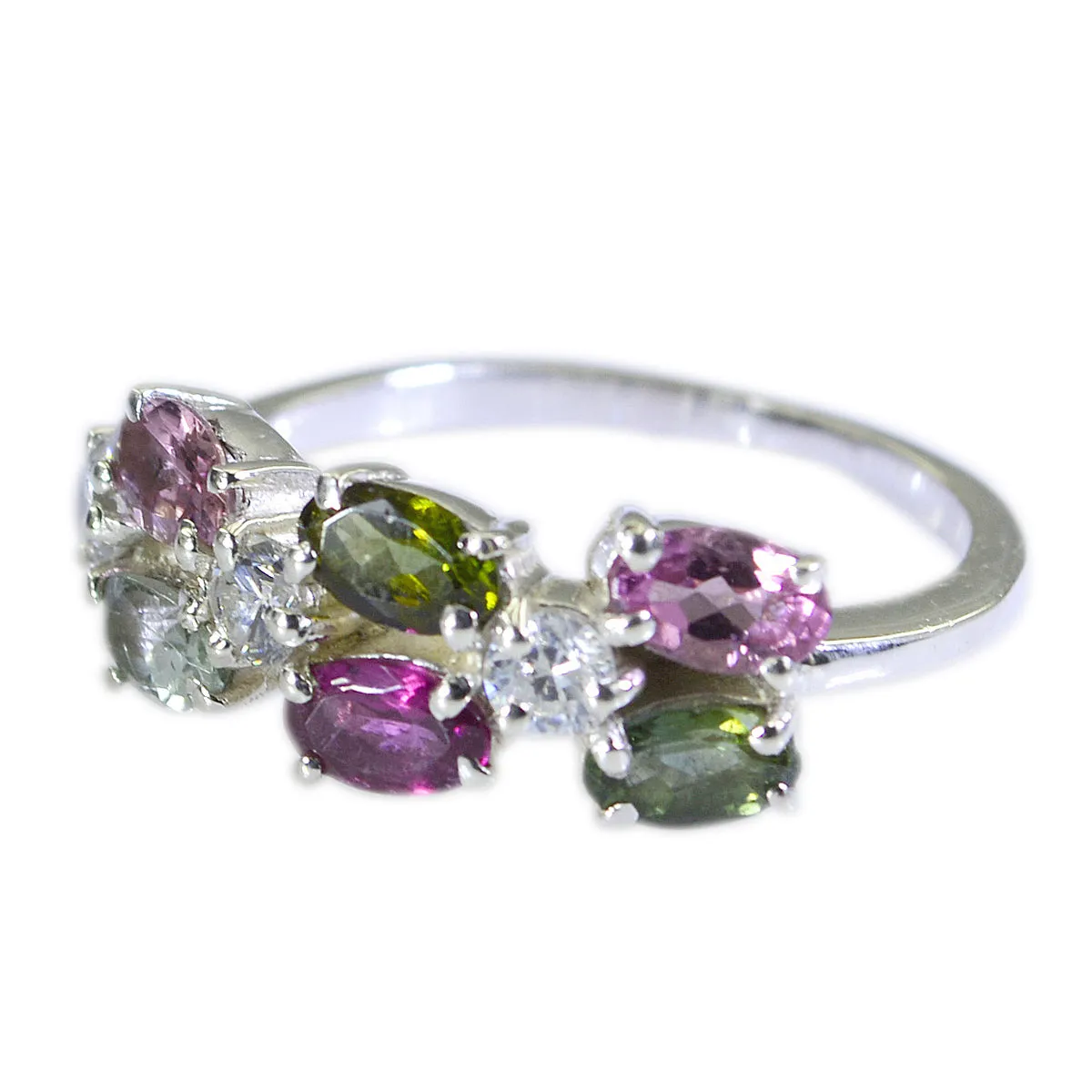 Chocolate-Box Gemstone Tourmaline 925 Sterling Silver Ring Nature