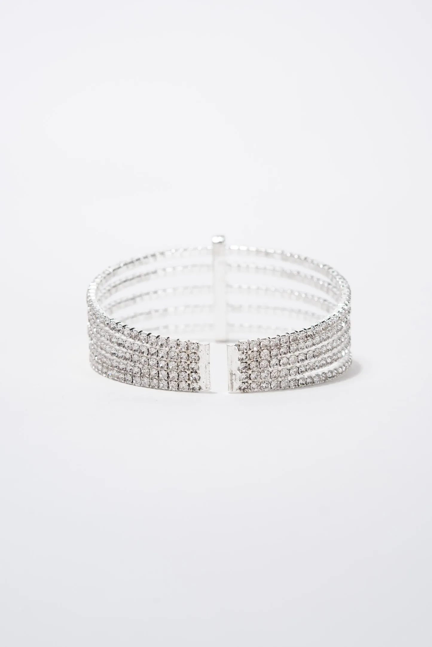 Chrissy 5 Line Vertical Bar Bangle Cuff Bracelet - Silver