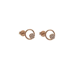 Circular Sterling Silver Stud Earrings  Cubic Zirconia