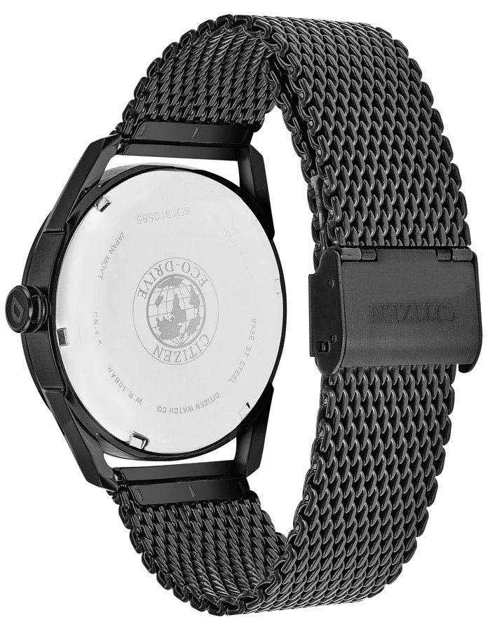 Citizen DRIVE CTO Mens Watch - Black Case & Dial - Mesh Bracelet - Date - 100m