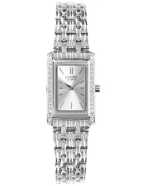 Citizen Quartz Ladies Crystal Dress Watch - Silver-Tone Dial - Steel Bracelet