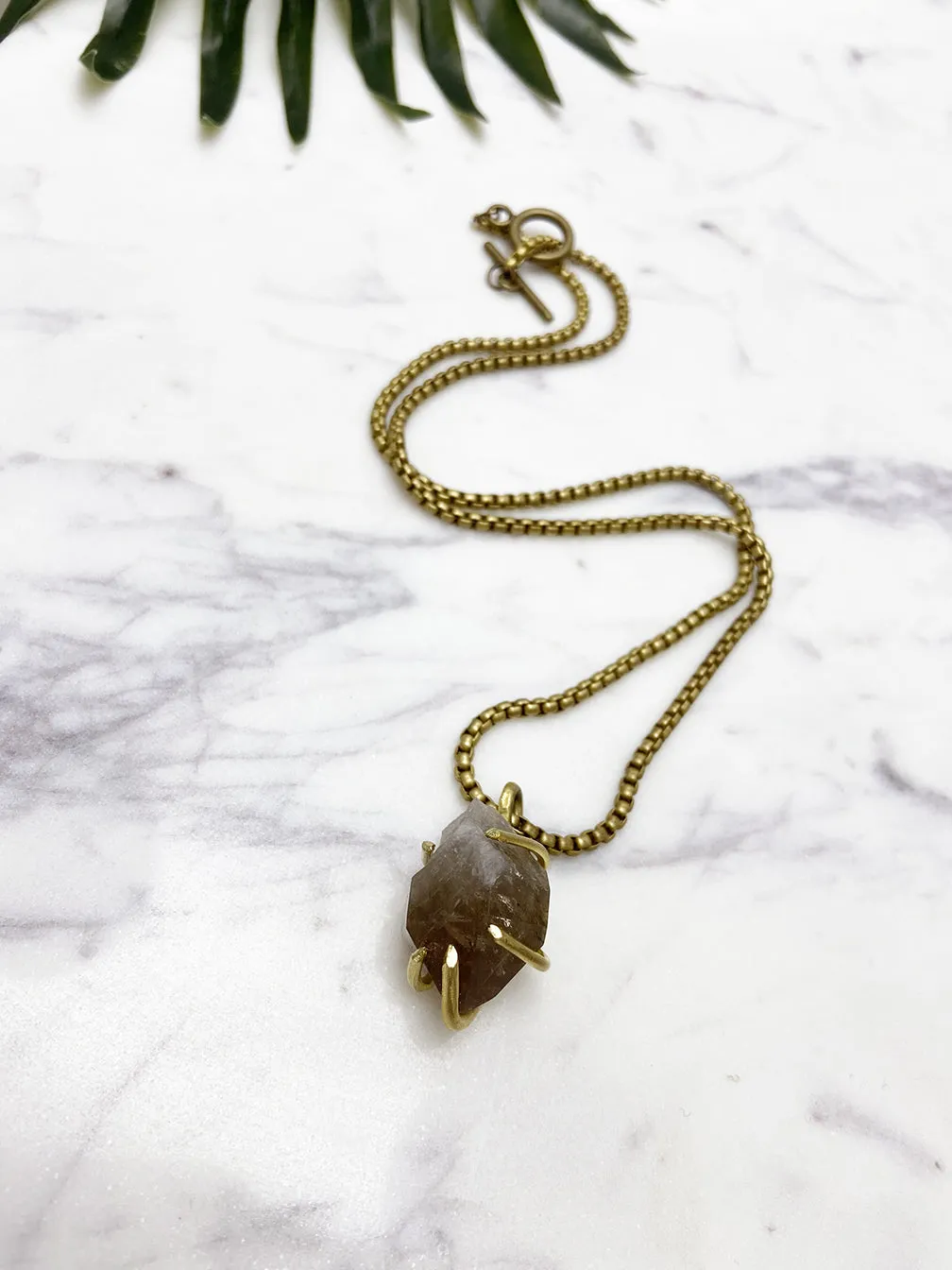 crush chunky pendant - smokey quartz