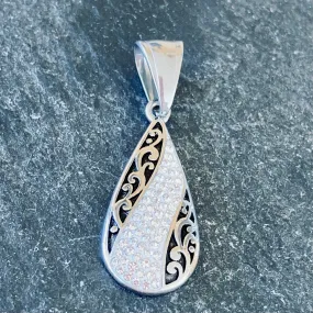 Crystal Teardrop - White - Mini Pendant - Rope Necklace - AJ2520M