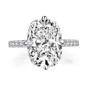 Cushion Cut Under Halo Silver Engagement Ring