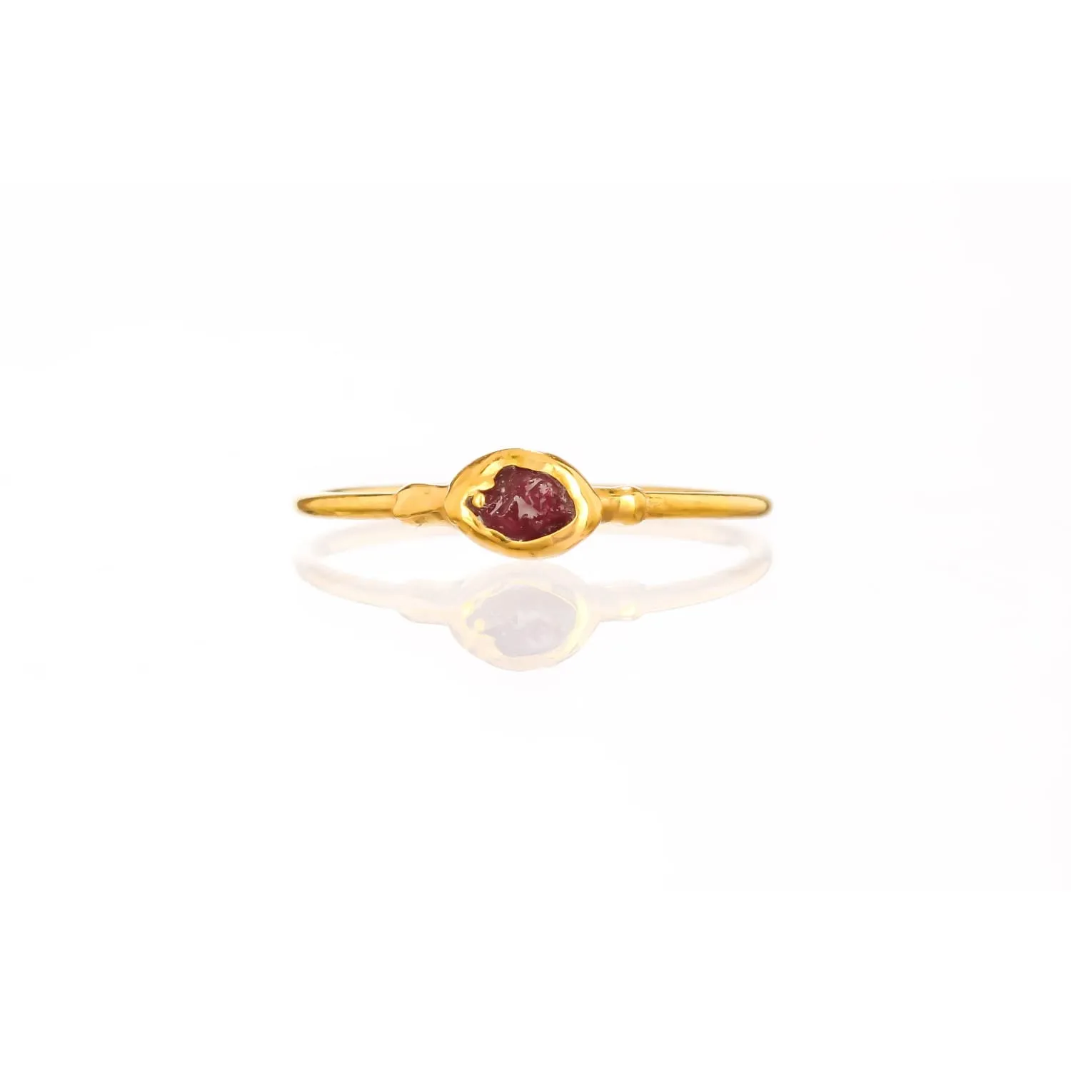 Dainty Raw Ruby Ring in Yellow Gold