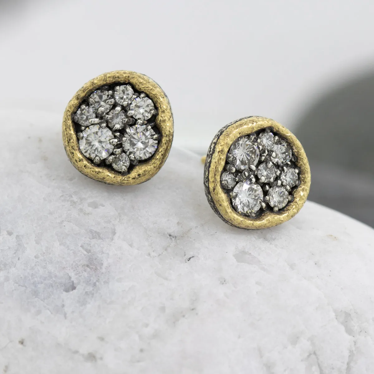 Dew Pond Diamond Cluster Stud Earrings