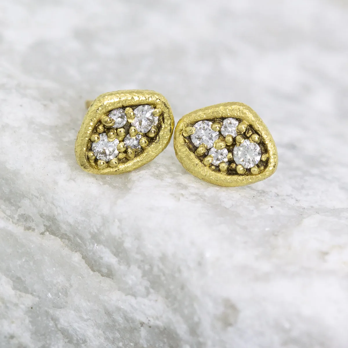 Dew Pond Diamond Stud Earrings in 18k Gold