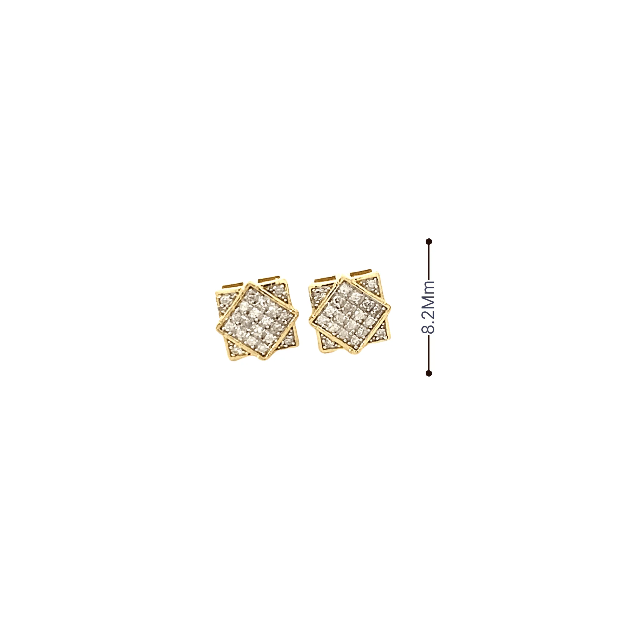 Diamond 0.18Ctw Double Square Earrings