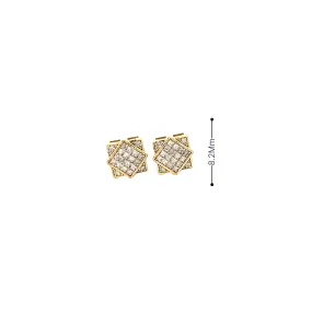 Diamond 0.18Ctw Double Square Earrings