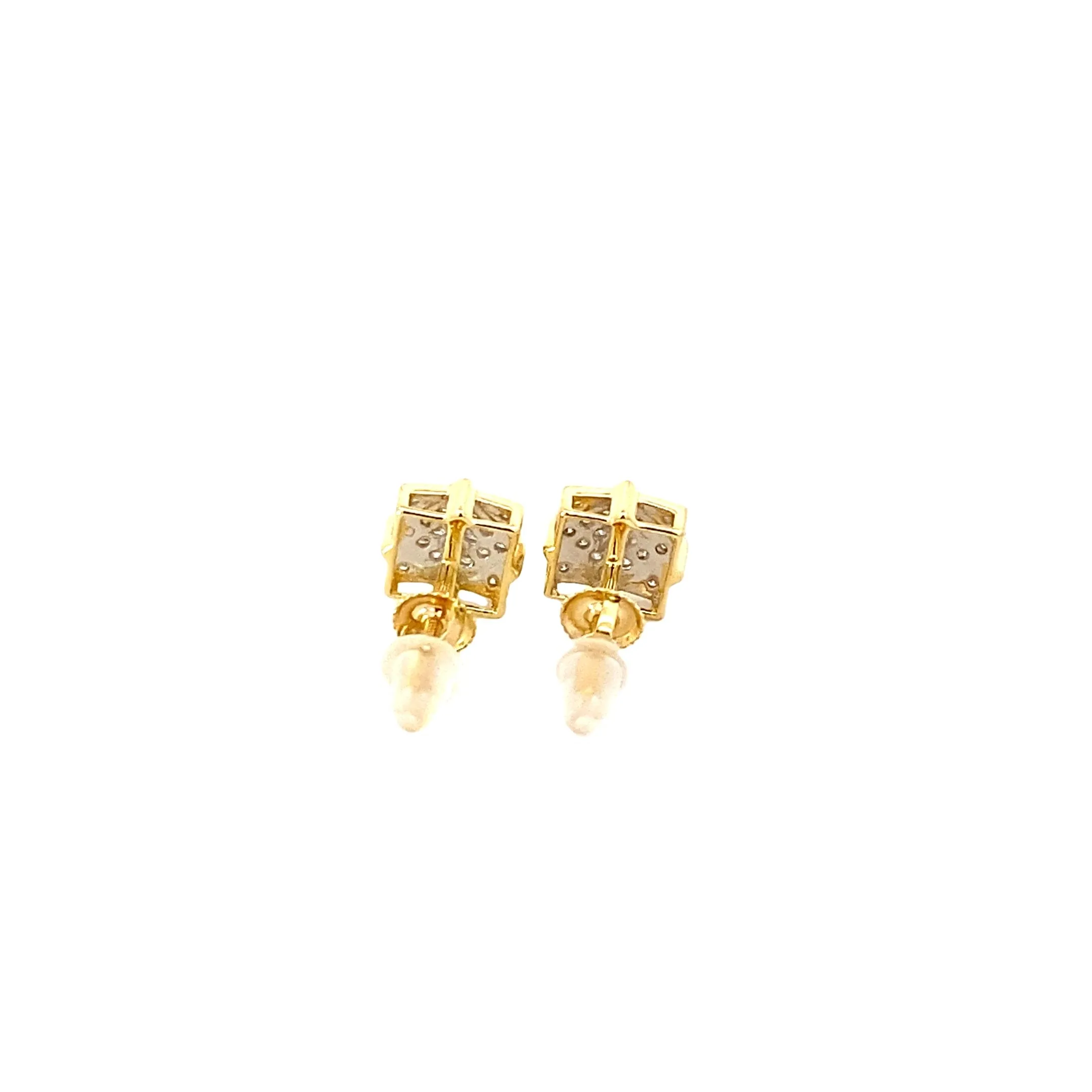 Diamond 0.18Ctw Double Square Earrings