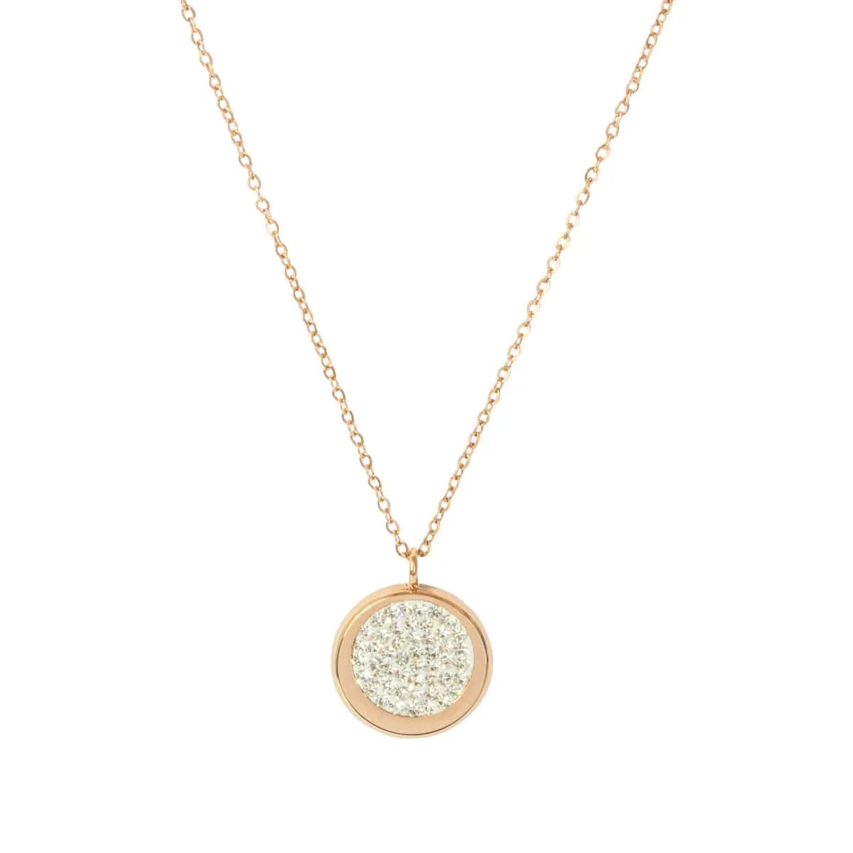 Disc Crystal Pave Rose Gold Pendant